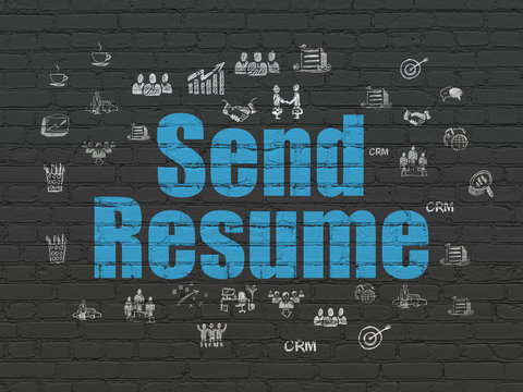 Business concept: Send Resume on wall background