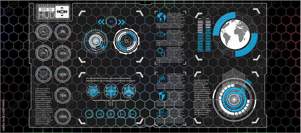 Poster abstract background with different elements of the hud. hud elements,graph.vector illustration.head-