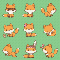 Kawaii foxes collection