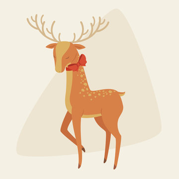 Elegant deer with a bow on his neck