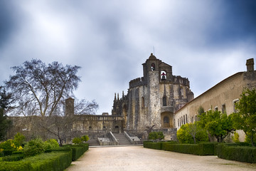 Fototapeta na wymiar Medieval Templar castle in Tomar, Portugal