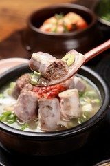 Sundae-gukbap.  Korean Sausage and Rice Soup.
