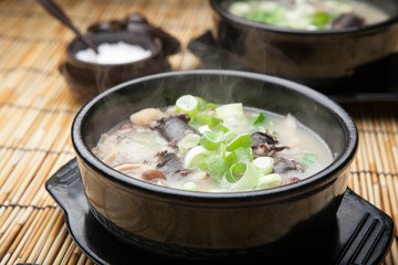 Sundae-gukbap.  Korean Sausage and Rice Soup.