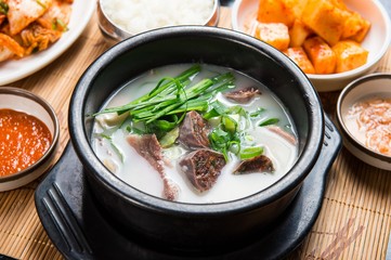 Sundae-gukbap.  Korean Sausage and Rice Soup.