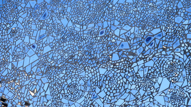 Mosaic Glass background in blue color