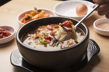 kongnamul gukbap. Bean Sprout and Rice Soup.