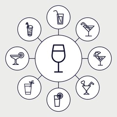 Set of 9 martini outline icons