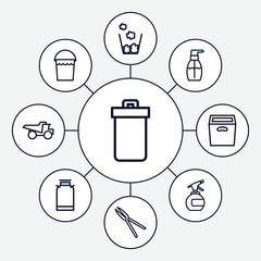 Set of 9 container outline icons