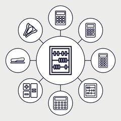 Fototapeta premium Set of 9 calculator outline icons