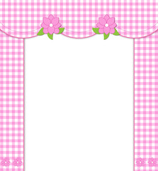 Pink gingham curtain frame design