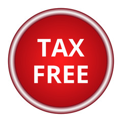 Round red icon tax free, Vector illustration.