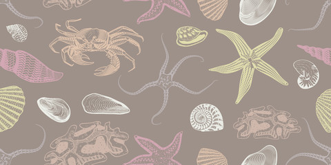 Colorful Sketch Underwater Seamless Pattern