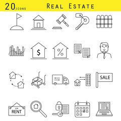 Real estate agency vector icon set.