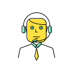 Operator with headset line icon vector illustration.