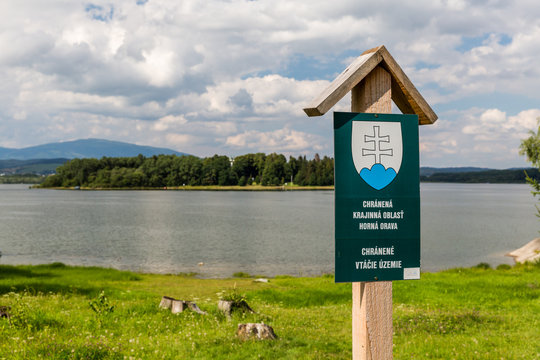 Barrier lake Oravska Priehrada in northern Slovakia