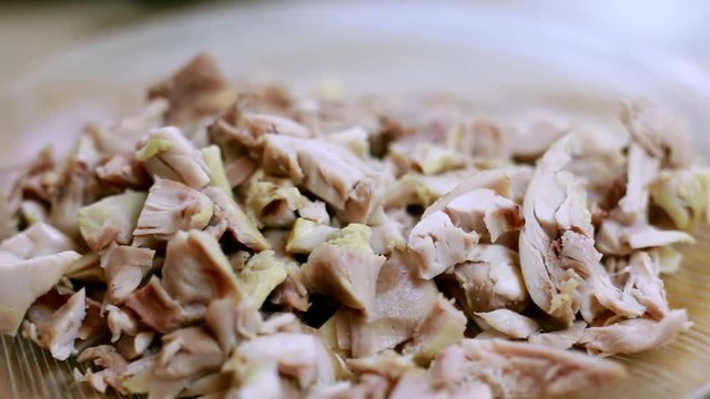 Shredded chicken close up