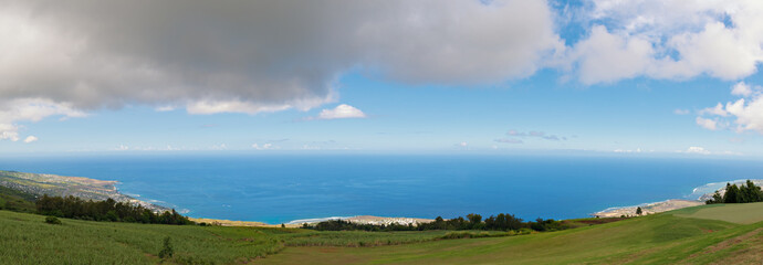 panoramic view on saint leu, west coast of the réunion island, indian ocean.