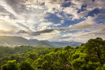 Beautiful view of mountains from Palma de Mallorca, Baleares, Spain