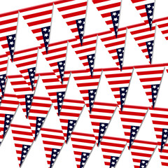 Fototapeta premium Garlands of American flags on a white background