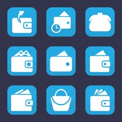 Set of 9 wallet filled icons