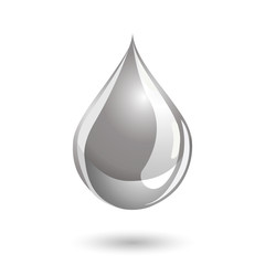 Fototapeta premium Silver colored drop icon, like liquid metal or paint.