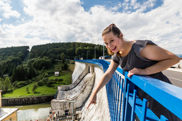 Firl at the concrete dam and hydroelectric plant station in Orava