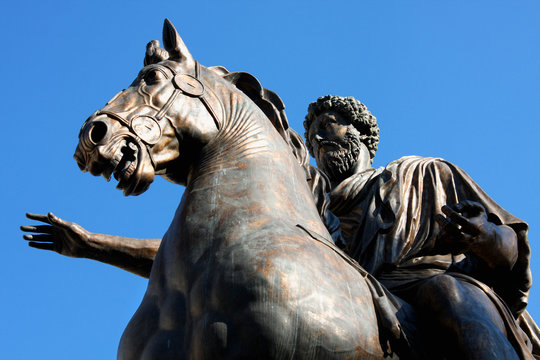 Statue Marco Aurelio at the Capitoline Hill in Rome, Italy