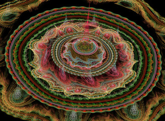 3D mandala. Abstract background. Isolated on black background.