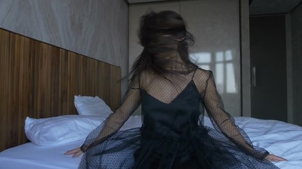 Beautiful long hair in motion super slow motion