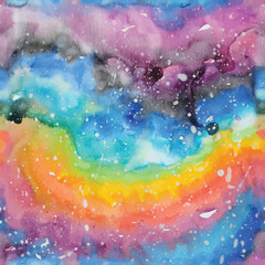 Watercolor galaxy illustration. Seamless pattern.