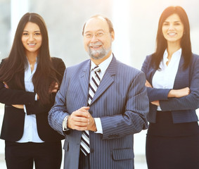 Fototapeta premium boss and business team on office background