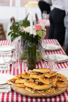 Pizza on the weddng table