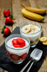 Greek yogurt strawberry and banana parfaits
