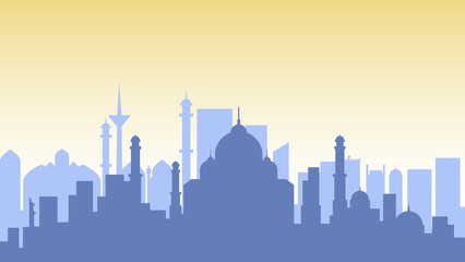 Obraz premium India silhouette architecture buildings town city country travel