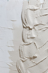 White structural plaster on the wall