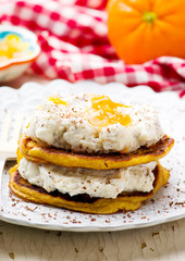 banana pancakes with cream cheese glaze