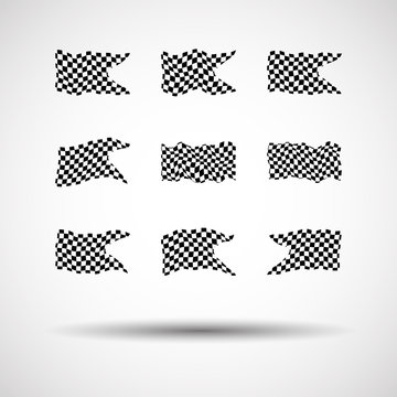 Racing background set collection of 9 checkered flags vector illustration. EPS10