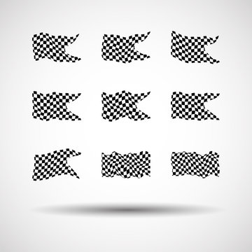 Racing background set collection of 9 checkered flags vector illustration. EPS10