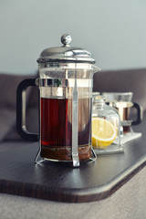 Cups of tea  with french press