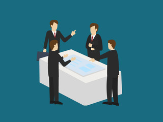 Business men are brainstorming.