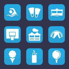 Set of 9 filled recreation icons