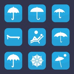 Obraz premium Set of 9 filled umbrella icons