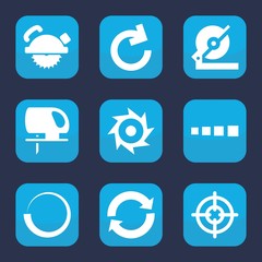 Set of 9 filled circular icons