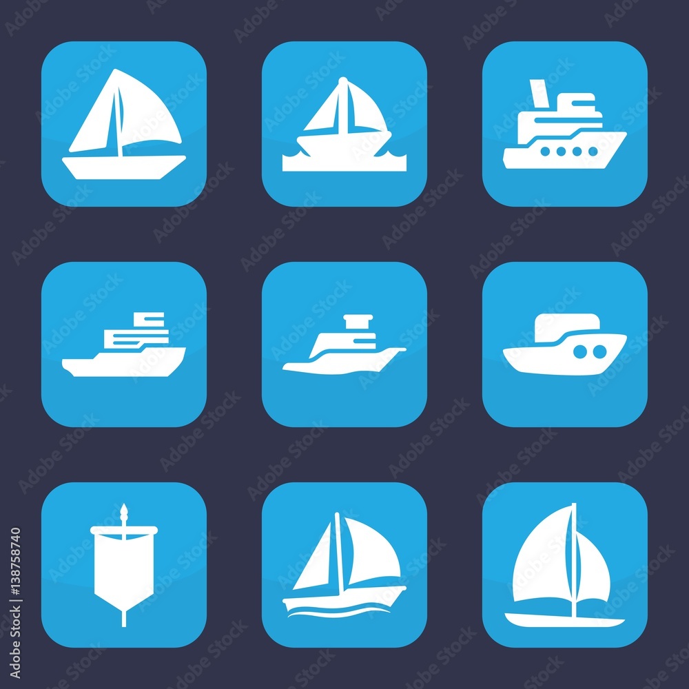 Canvas Prints Set of 9 filled sail icons