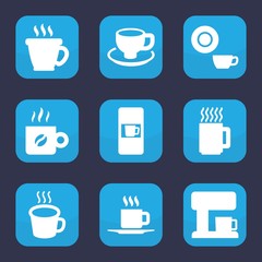 Set of 9 filled caffeine icons