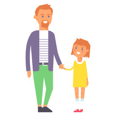 Family people adult happiness smiling father daughter togetherness parenting concept and casual parent, cheerful, lifestyle happy character vector illustration.