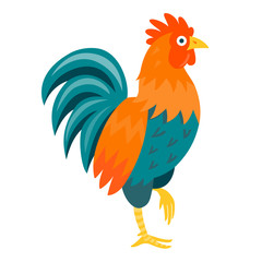  Red rooster isolated vector illustration cartoon style