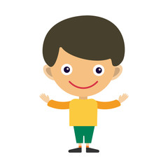Boy portrait fun happy young expression cute teenager cartoon character and happyness little kid flat human cheerful joy casual childhood life vector illustration.