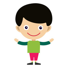 Boy portrait fun happy young expression cute teenager cartoon character and happyness little kid flat human cheerful joy casual childhood life vector illustration.