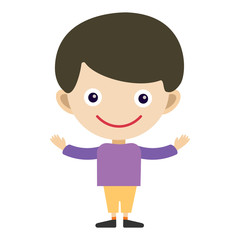 Boy portrait fun happy young expression cute teenager cartoon character and happyness little kid flat human cheerful joy casual childhood life vector illustration.